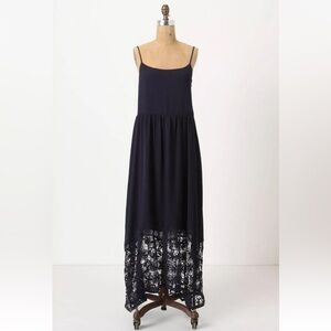Anthropologie TJ Collection Light at the End Maxi Dress Navy Blue